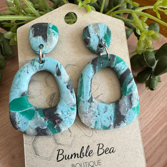 Marbled Faux Turquise Clay Earrings