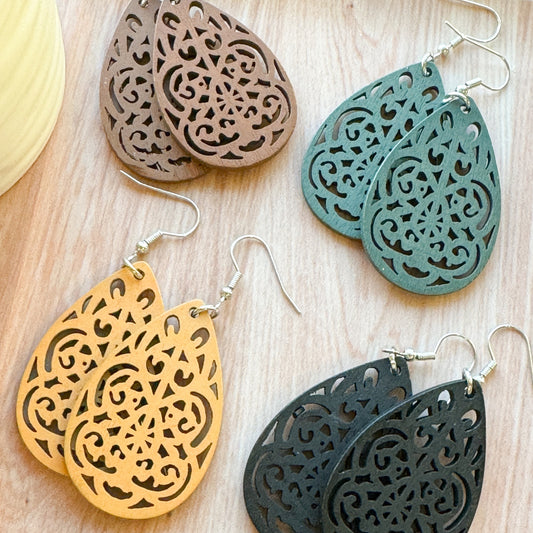 Wooden Filigree Earrings