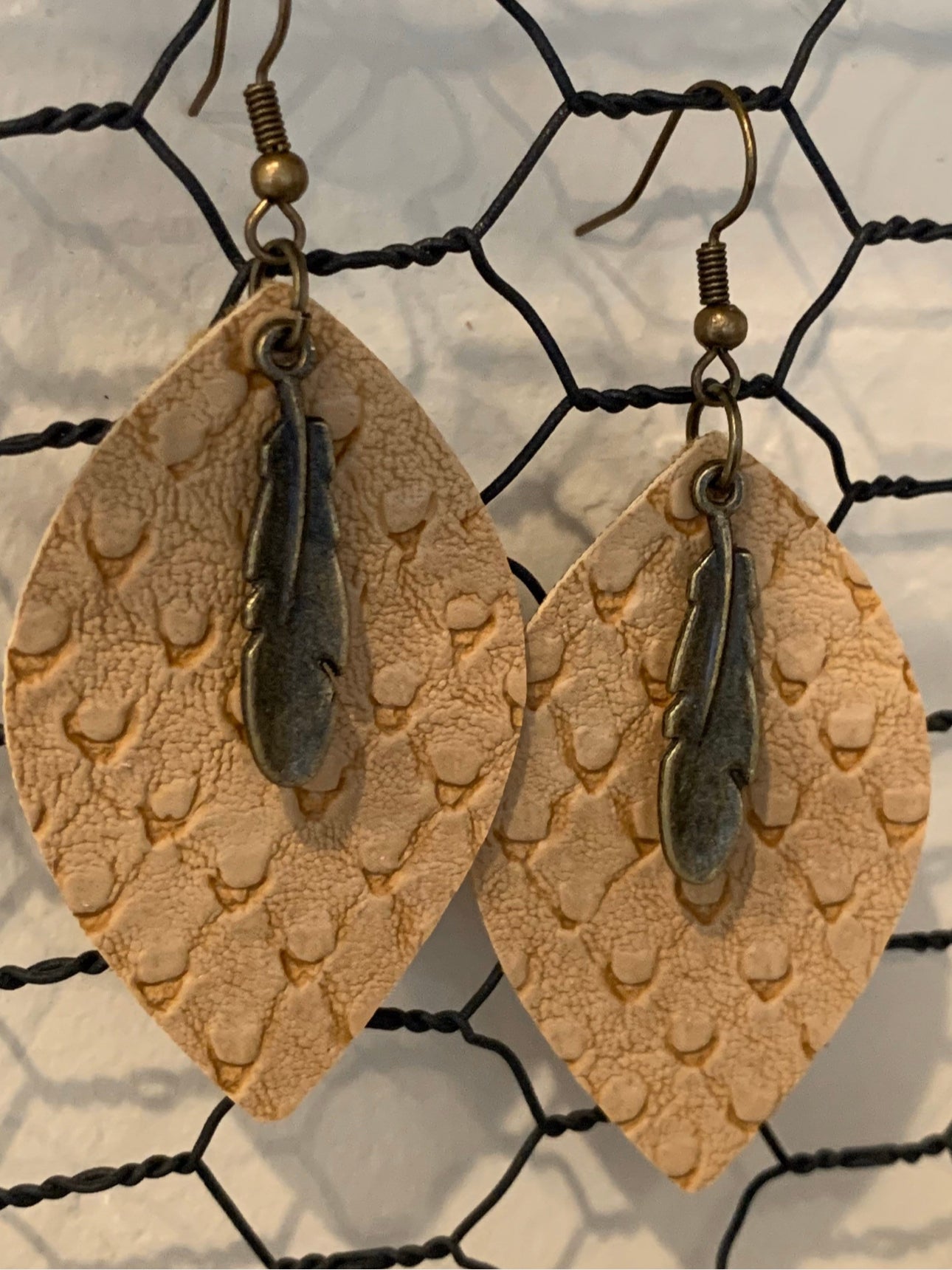 Faux Leather Ostrich Print Earrings