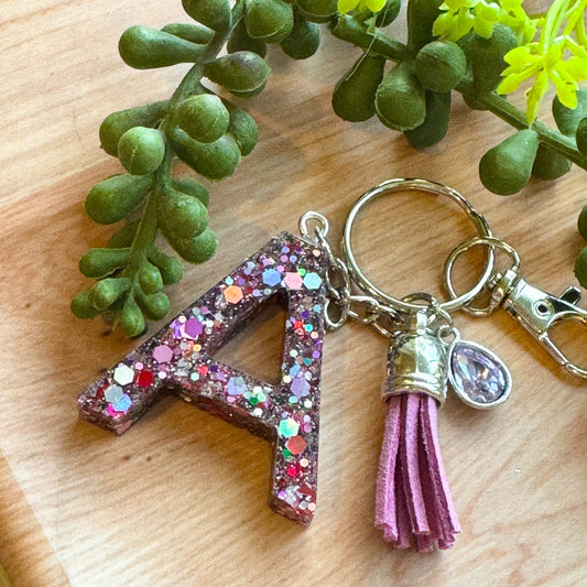 Glitter Resin Initial Keychain