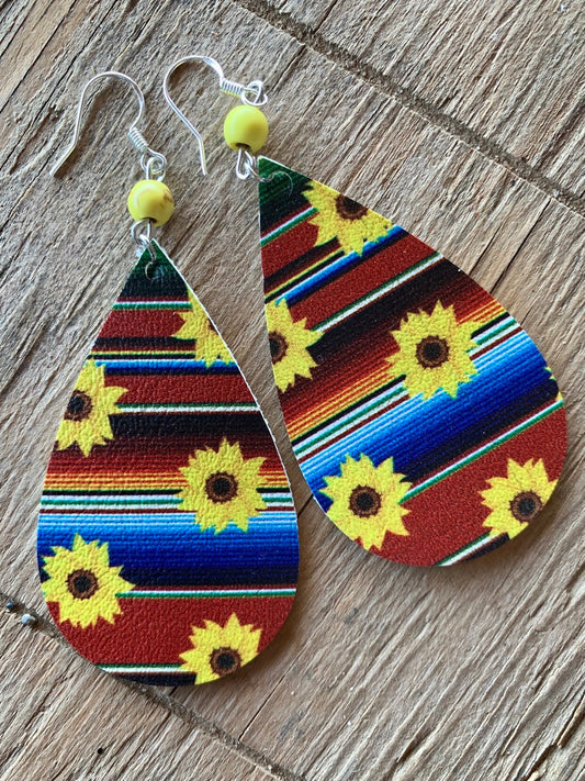 Sunflower and Serape Earrings