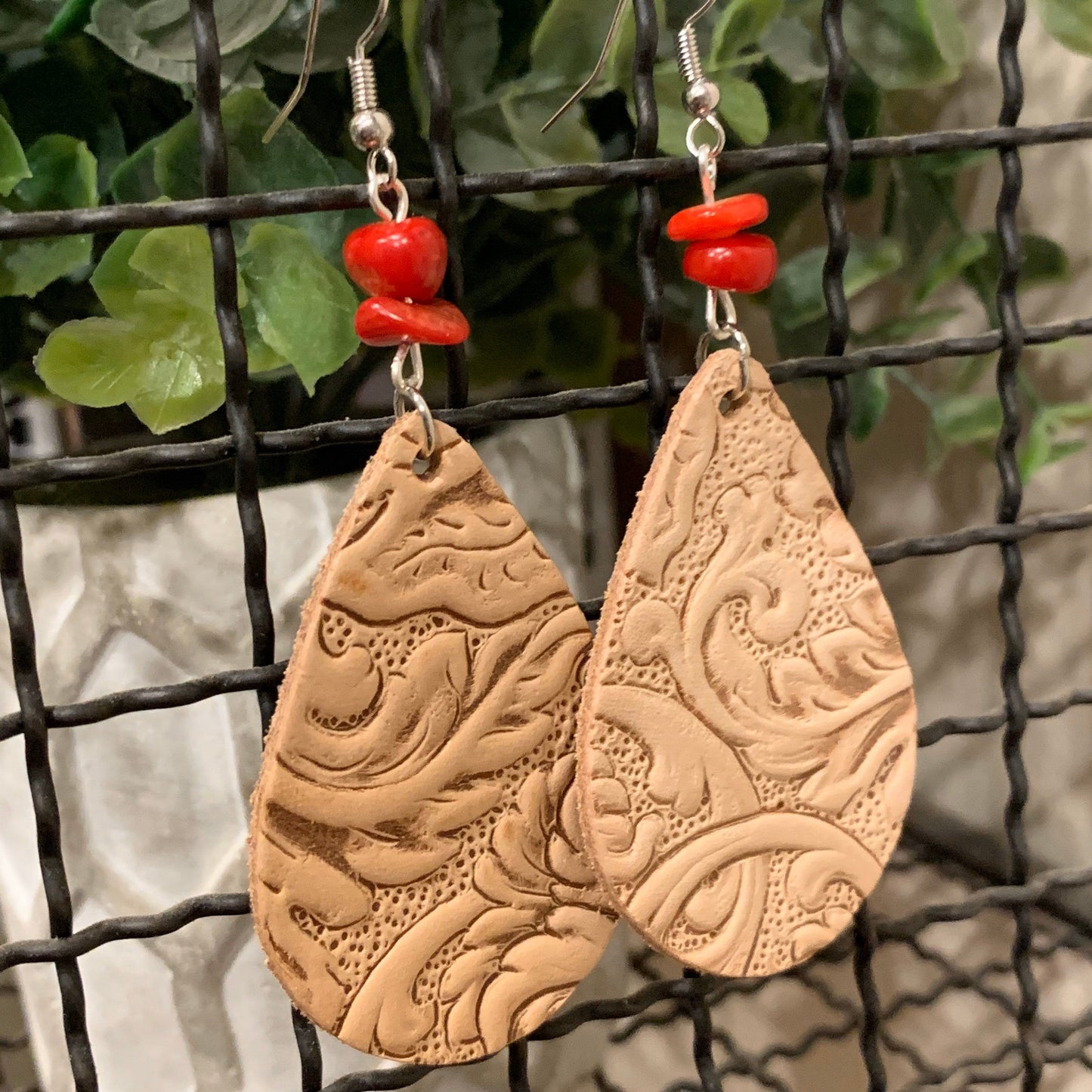 Tooled Leather Earrings