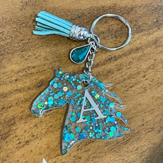 Horse Head Glitter Keychain