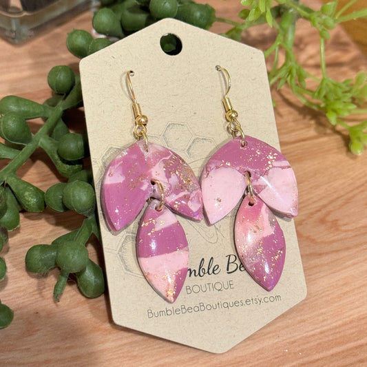 Marbled Clay Leaf Earrings