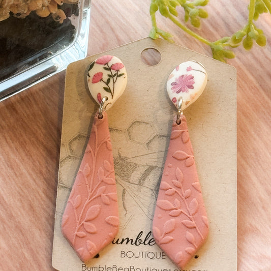 Rose Embossed Clay Earrings